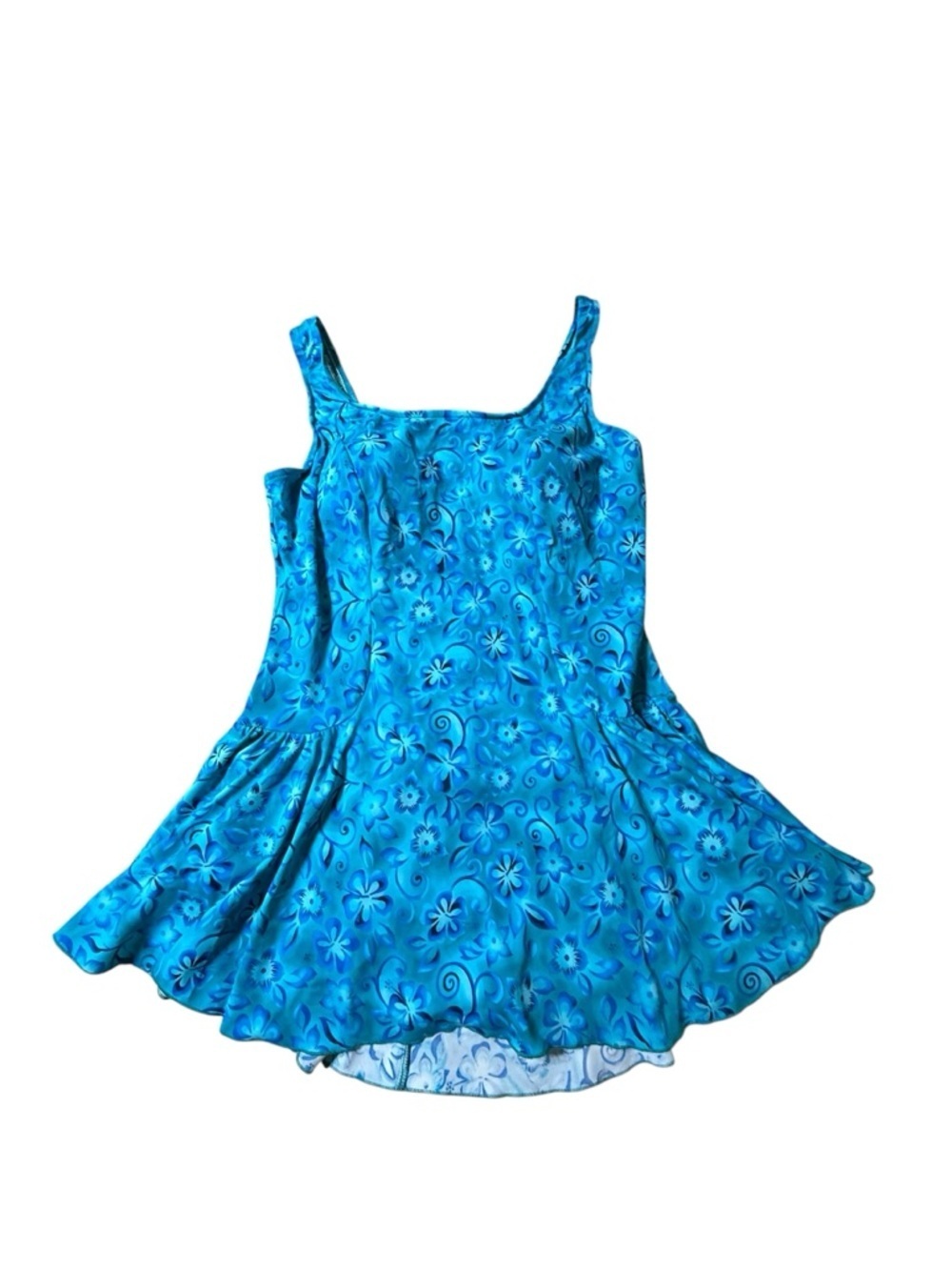 Le Cove Women's Swimsuit Skirted One Piece Blue Floral Print Size 22 Pre-owned
